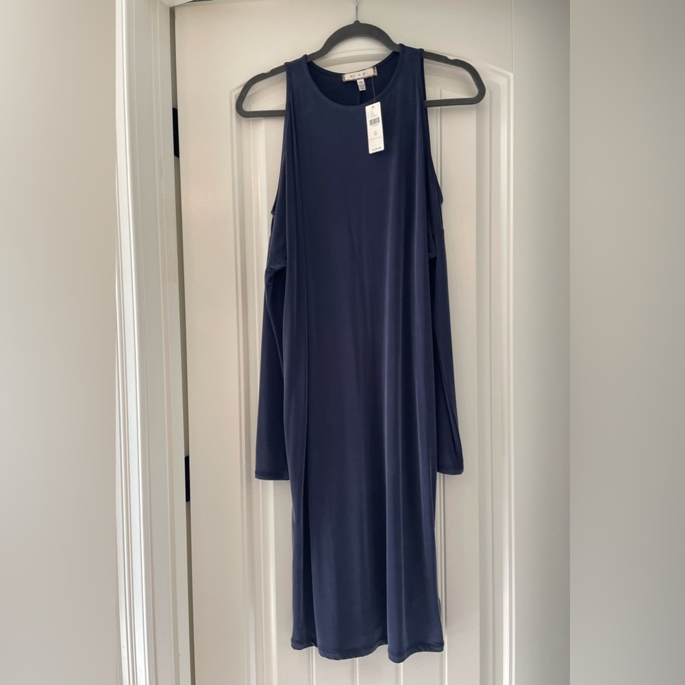 NWT Anthropology Elegant Navy Blue Long Sleeve Dress size XS